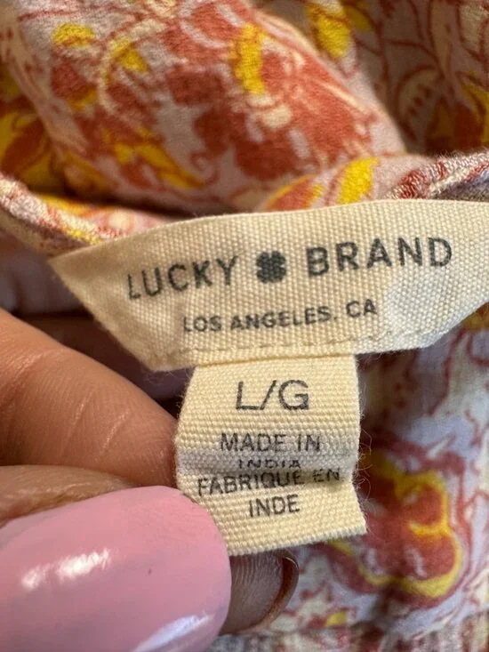 Lucky Brand Floral Flutter Sleeve High Low Maxi Dress Size Large - Picture 11 of 14